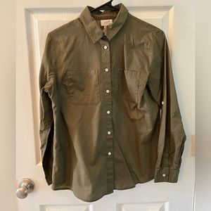 Jacqueline Smith Long Sleeve Button Down Olive Green Blouse
